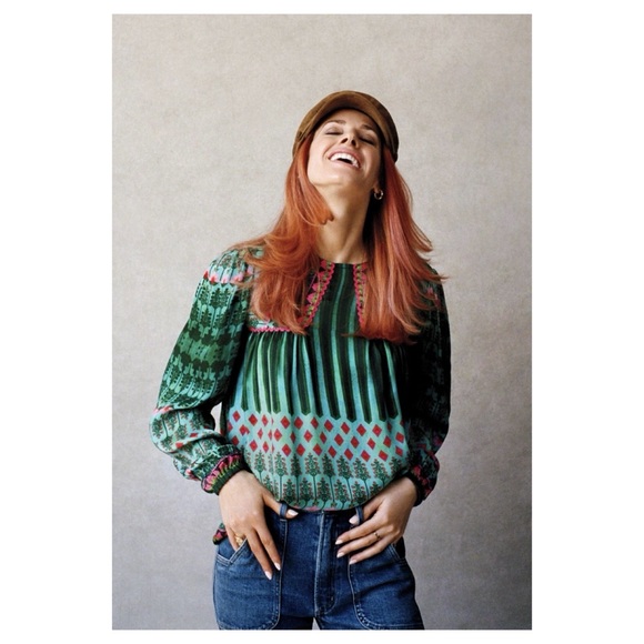 NWOT Anthropologie Siddhartha Bansal Lahiri Blouse in Green Motif Size Small - Picture 4 of 16